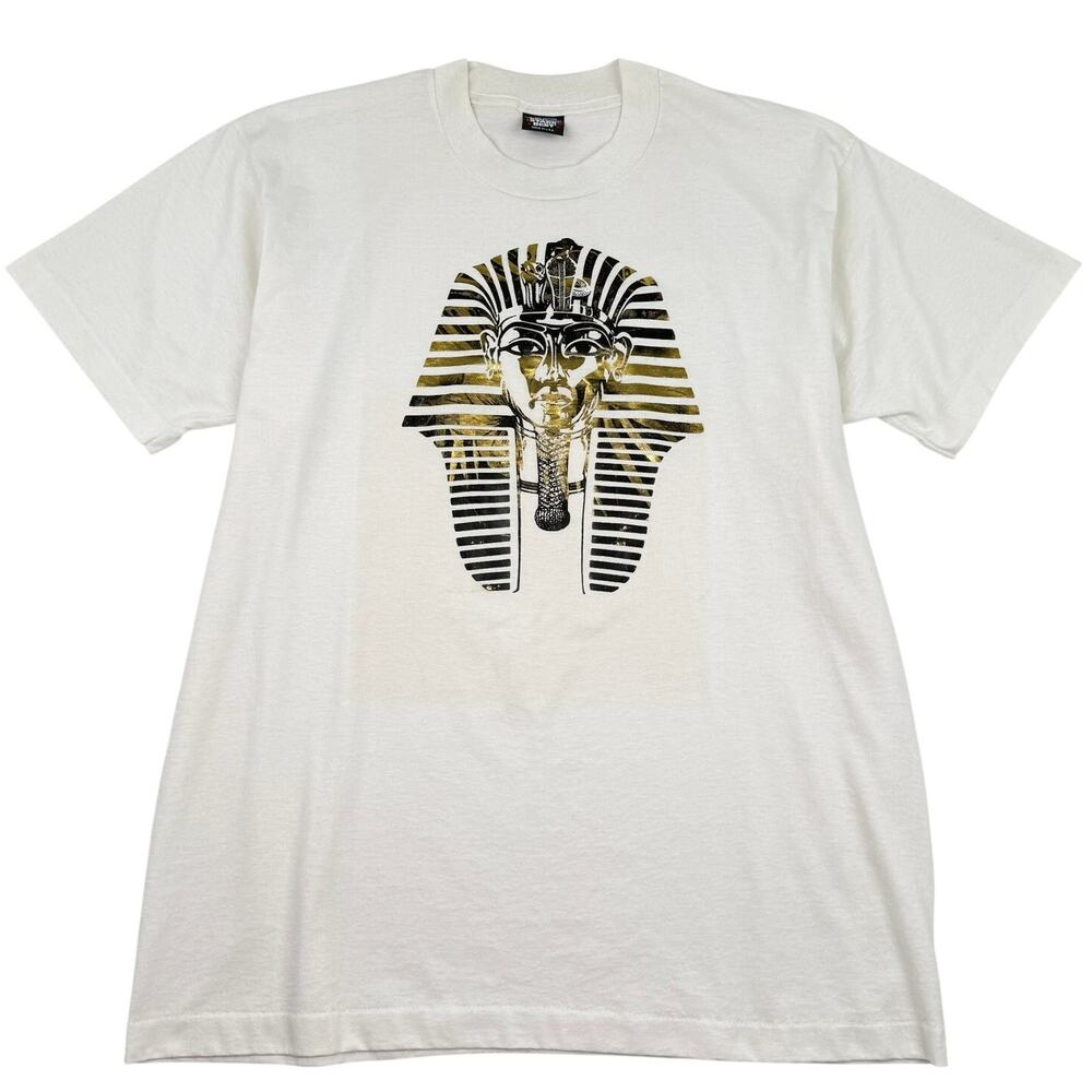 Vintage King Tut Graphic T Shirt XL Made in USA Single Stitch Pharaoh Tee Gold